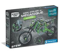 Clementoni Motocross 8 años - Caja de construcción mecánica Infantil con más de 180 componentes, Sistema de dirección Funcional y pistones móviles, Juego científico Stem, Juguete Educativo, Regalo