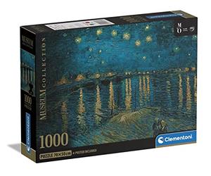 Clementoni - Museum Collection-Starry Night Over The Rhone-1000 Piezas para Adultos, Arte, Rompecabezas, Pinturas Famosas, Made in Italy, Multicolor, 39789