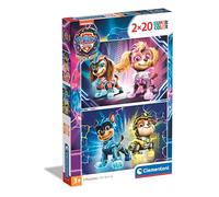 Clementoni- Paw Patrol 2 Supercolor Puzzles Infantiles De 20 Piezas, para Niños 3-5 Años, Desarrolla La Concentraciòn Mentàl Y La Logica, 24805, Multicolor