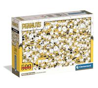 Clementoni - Peanuts Impossible Puzzle - Rompecabezas de 500 Piezas para Adultos, Reto de Alta Dificultad con Charlie Brown, Materiales Sostenibles, 49 x 36 cm, Incluye Póster, 35806
