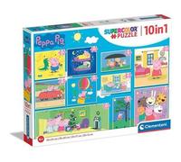 Clementoni - Peppa Pig - Puzzle Infantil Multicolor 10 en 1, de distinto tamaño para montar progresivamente ㅤ