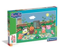 Clementoni - Peppa Pig Super Color Maxi - Puzzle Infantil de 24 Piezas Extragrandes, Edad 3+, Imágenes Vibrantes, Materiales Sostenibles, 62 x 42 cm, 24834