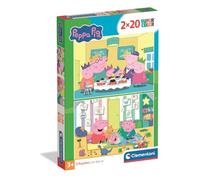 Clementoni - Peppa Pig Super Color - Pack de 2 Puzzles de 20 Piezas para Niños, Edad 3+, Escenas de Fiesta y Juego, Materiales Sostenibles, 27 x 19 cm, 24831
