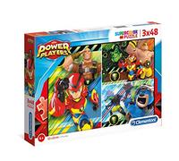 Clementoni- Power Players - Puzzle de 3 x 48 Piezas. (25258)