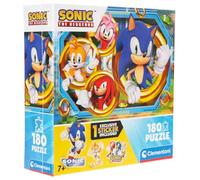 Clementoni - Puzle infantil de 180 piezas Supercolor, para niños a partir de 7 años, ilustración con personajes de dibujos animados Sonic, con pegatinas incluidas, idea de regalo, fabricado en Italia