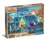 Clementoni - Puzzle 1000 Piezas La Sirenita Disney Maps, Puzzle Adulto Mapa Disney(39664)
