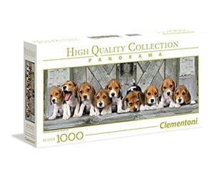 Clementoni Puzzle 1000 Piezas panorámico Paisaje Animales, Cachorritos Perrito Beagles, Puzzle Adulto (39435), Color