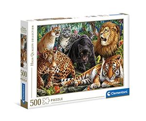 Clementoni - Puzzle 500 Piezas Animales, Wild Cats, felinos Salvajes, Puzzle Adulto(35126)