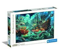 Clementoni - Puzzle 6000 Piezas Paisaje mar, Barco Pirata en el mar, Las Batallas de los Piratas, Puzzle Adulto (36530)