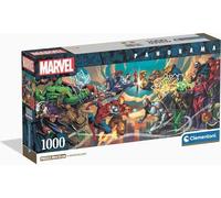 Clementoni - Puzzle Adulto 1000 Piezas Panorama Marvel Heroes Vs Villa Compact Box, Personajes Avengers, 37056