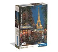 Clementoni - Puzzle adulto 500 piezas 'Night at the Eiffel Café' Compact Box 35577