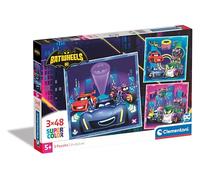 Clementoni Puzzle - Batwheels - 3 Supercolor Puzzles Infantiles De 48 Piezas, para Niños 5-7 Años, Desarrolla La Concentraciòn Mentàl Y La Logica, Coches, 25307
