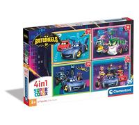 Clementoni Puzzle - Batwheels - Puzzle Infantil 4 En 1 (1 Puzzle De 12 Piezas, 1 Puzzle De 16 Piezas, 1 Puzzle De 20 Piezas y Puzzle De 24 Piezas), Niños 3-5 Años, Coches, 21529