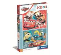 Clementoni Puzzle - Disney Cars - 2 Supercolor Puzzles Infantiles De 20 Piezas, para Niños 3-5 Años, Desarrolla La Concentraciòn Mentàl Y La Logica, Coches, 24808