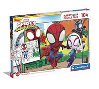 Clementoni - Puzzle Infantil 104 Piezas Spidey y Sus Amigos; Puzzle Spiderman Doble faz, para Colorear, a Partir de 6 años (25727)