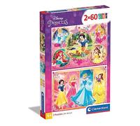 Clementoni - Puzzle infantil 2 puzzles de 60 piezas de Princess, Princesas Disney, a partir de 5 años (07133)