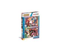 Clementoni - Puzzle infantil Personajes Sonic 2x60 piezas (24821)