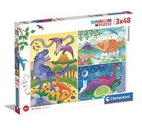 Clementoni - Puzzle Infantil 3 Puzzles de 48 Piezas Dinosaurios- Desde 5 años (25288)