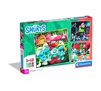 Clementoni - Puzzle Infantil 3X48 Piezas Square Smurfs, Puzzle Infantil Personajes Smurfs, 25792