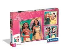 Clementoni – Puzzle infantil 3x48 piezas Princesas Disney cuadrado 25064
