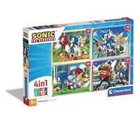 Clementoni - Puzzle Infantil 4 Puzzles en 1: Puzzles de 12, 16, 20 y 24 Piezas Sonic- Desde 3 años (21522)