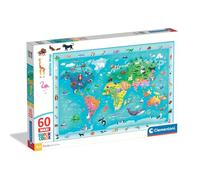 Clementoni - Puzzle Infantil 60 Maxi Piezas Noli Wildlife Map, Puzzle Infantil Personajes Noli, 26072
