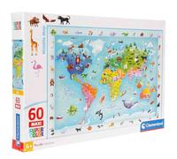 Clementoni - Puzzle Infantil 60 Maxi Piezas Noli Wildlife Map, Puzzle Infantil Personajes Noli, 26072
