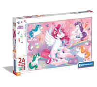 Clementoni Puzzle - Jolly Unicorns - Supercolor Puzzle Infantil De 24 Maxi Piezas, para Niños 3-5 Años, Desarrolla La Concentraciòn Mentàl Y La Logica, 28525