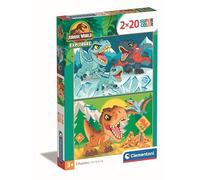 Clementoni Puzzle - Jurassic World - 2 Supercolor Puzzles Infantiles De 20 Piezas, para Niños 3-5 Años, Desarrolla La Concentraciòn Mentàl Y La Logica, Dinosaurios, 24810