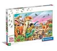 Clementoni Puzzle - Land of Dinosaurs - Supercolor Puzzle Infantil De 104 Piezas, para Niños 6-8 Años, Desarrolla La Concentraciòn Mentàl Y La Logica, 25779