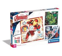Clementoni- Marvel The Avengers 3 Supercolor Puzzles Infantiles De 48 Piezas, para Niños 5-7 Años, Desarrolla La Concentraciòn Mentàl Y La Logica, 25315, Multicolor