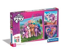 Clementoni- My Little Pony 3 Supercolor Puzzles Infantiles De 48 Piezas, para Niños 5-7 Años, Desarrolla La Concentraciòn Mentàl Y La Logica, 25322, Multicolor