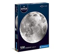Clementoni - Puzzle NASA redondo 500 piezas, Round Space Colección - Luna - Puzzle adulto del espacio (35108)