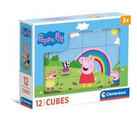 Clementoni Puzzle - Peppa Pig Un Paquete De 12 Cubos para Armar 6 Imágenes Distintas, Puzzle Infantil 3-5 Años De 12 Piezas, 41195