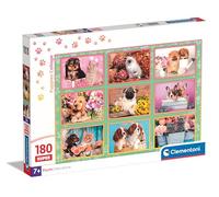 Clementoni Puppies Collage-Supercolor Puzzle Infantil De 180 Piezas, para Niños 7-9 Años, Desarrolla La Concentraciòn Mentàl Y La Logica, 29788, Multicolor
