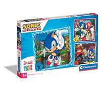 Clementoni Puzzle - Sonic - 3 Supercolor Puzzles Infantiles De 48 Piezas, para Niños 5-7 Años, Desarrolla La Concentraciòn Mentàl Y La Logica, 25320