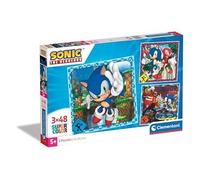Clementoni - Puzzle Sonic Supercolor 3x48 Piezas ㅤ