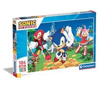 Clementoni Puzzle - Sonic - Supercolor Puzzle Infantil De 104 Piezas, para Niños 4-6 Años, Desarrolla La Concentraciòn Mentàl Y La Logica, 25764