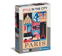 Clementoni Style In The City-Paris-Puzzle De 1000 Piezas, Rompecabezas Adultos, Entretenimento, 39843, Multicolor