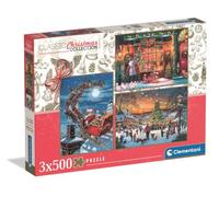 Clementoni - Puzzles 3x500 pcs Christmas Collection - Set Multipack de 3 Rompecabezas Navideños de 500 Piezas Cada Uno, Colección de Navidad para Adultos, Exclusivo de Amazon - 84026