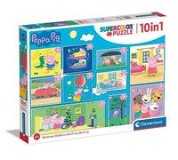 Clementoni - Puzzles Infantiles 10 en 1, Peppa Pig, Puzzles de distinto tamaño para montarlos progresivamente, a Partir de 4 años (20271)