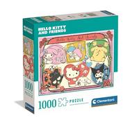 Clementoni - Puzzles Square Box 1000 pcs Hello Kitty, Kuromi & Friends - Rompecabezas Adulto de 1000 Piezas en Caja Cuadrada, Licencia Oficial Hello Kitty & Friends, Exclusivo de Amazon - 84027