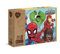 Clementoni - Rompecabezas 24 Piezas Maxi Marvel Superhero, Materiales reciclados (20262.1)