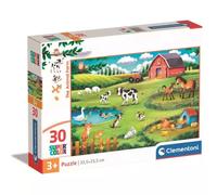 Clementoni Puzzle - The Animal Farm - Supercolor Puzzle Infantil De 30 Piezas, para Niños 3-5 Años, Imágenes Atractivas Desarrolla La Observaciòn Aprendizaje, 20286