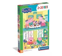 Clementoni Puzzle Peppa Pig Super Color – Pack 2 puzzles, 20 piezas, 3+ años, sostenibles