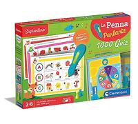 Clementoni - Sapientino 1000 Quiz-Tarjetas Bolígrafo Interactivo, Juego Educativo 3 Años, Electrónico Parlante, Made in Italy, Color Italiano, 16798