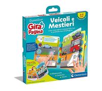 Clementoni- Sapientino Vehículos y oficios electrónico para niños Compatible con Girapagina, Juego Educativo de 2 años, Libro de Aprendizaje acústico, Enfoque de Lectura, Color Italiano (16646)