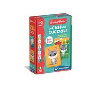 Clementoni Sapientino Baby Montessori - Las casas de los cachorros, Flashcards educativos para niños de 1 a 3 años, 48 tarjetas táctiles para reconocer animales y hábitats, Made in Italy, idioma