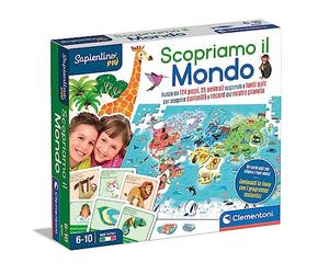 Clementoni - Sapientino más: descubrimos educativos 6 años sobre la geografía, geográfica del Mundo, planisfero, Juego Planeta Tierra, Rompecabezas niños, Made in Italy, Color Italiano, 16597