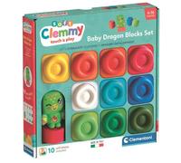 Clementoni Soft Clemmy - Baby Dragon Blocks Set, 10 Ladrillos Suaves para niños a Partir de 6 Meses, Personaje de fantasía, Lavables y no tóxicos, Desarrollo sensorial y Manual, Fabricado en Italia